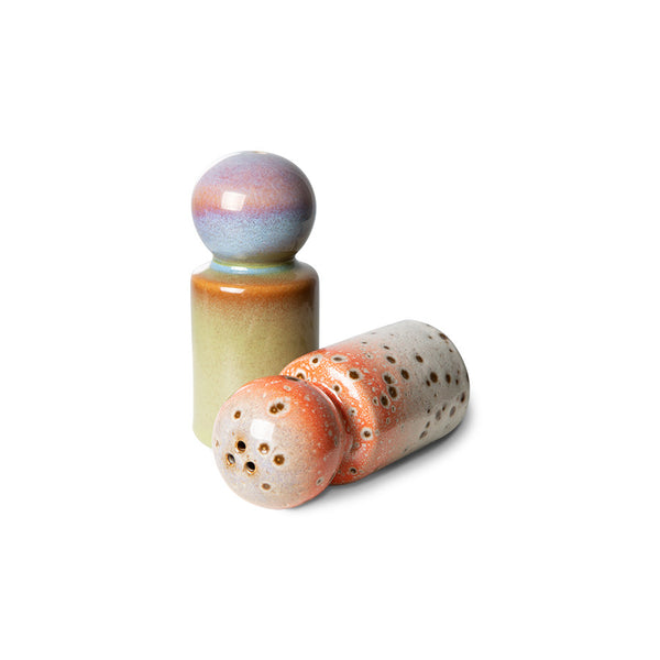 70s Ceramics: peper & salt jar asteroids/peat