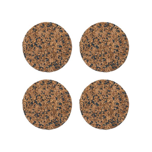 Speckled Round Cork Coasters Set of 4 - Navy