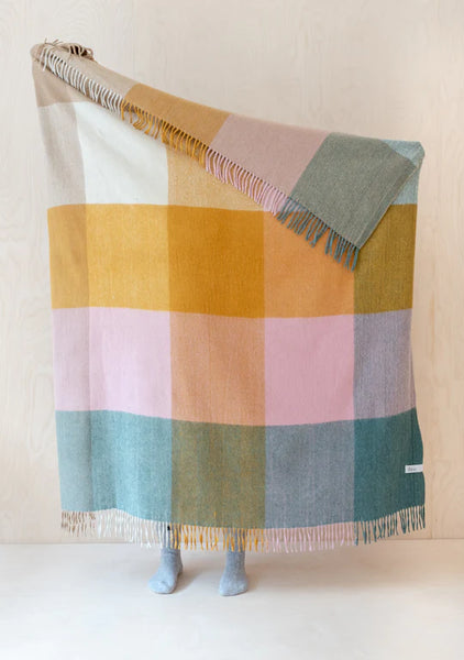 TBCo  - Recycled Wool Blanket in Berry Herringbone Block Check