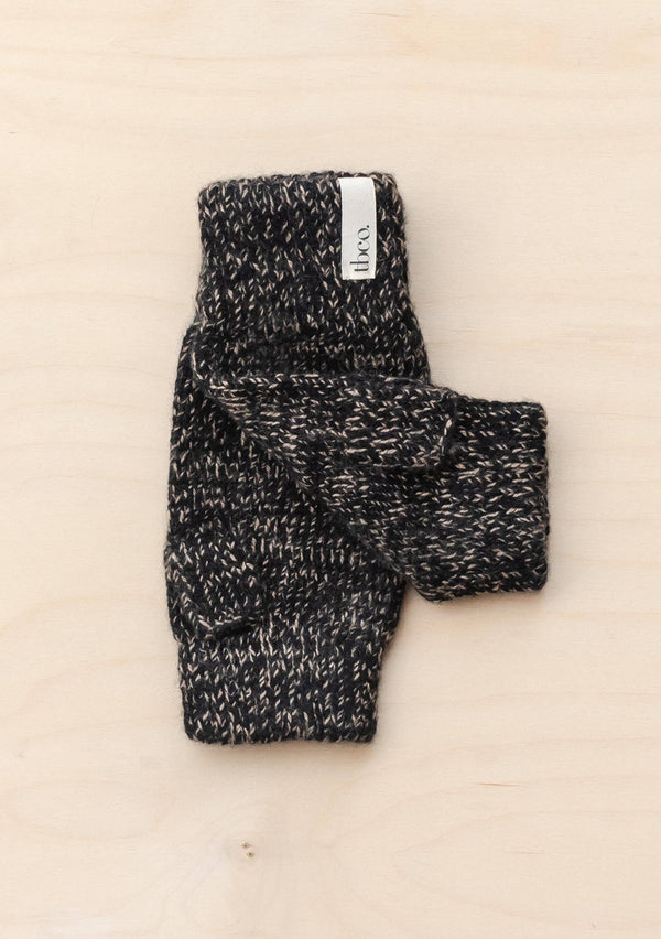 Cashmere & Merino Wrist Warmers in Black Fleck
