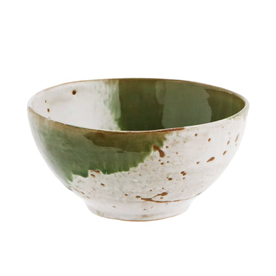 Stoneware Bowl - Green and White