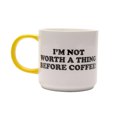 Peanuts I'm Not Worth a Thing Before Coffee! mug