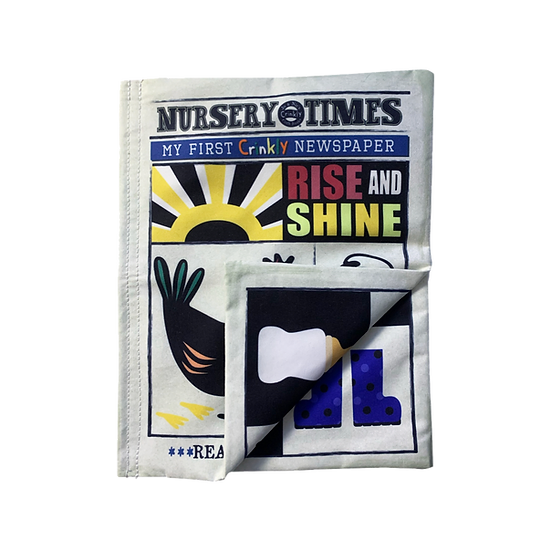 Jo & Nic’s Crinkly Cloth Books - Nursery Times Crinkle Newspaper- Rise & Shine