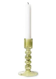 HK Living - the emeralds: glass candle holder M, olive green