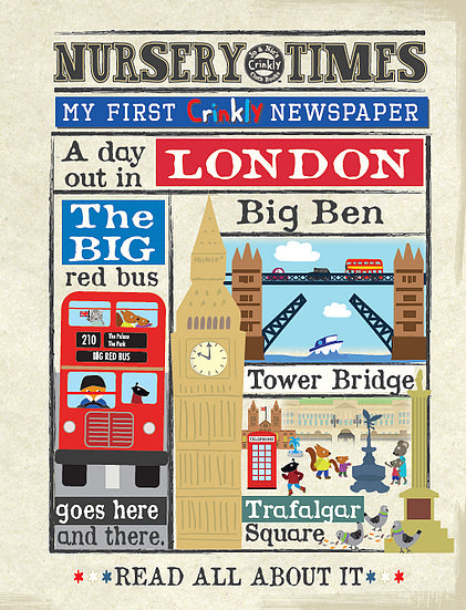 Jo & Nic’s Crinkly Cloth Books - Nursery Times Crinkle Newspaper- A day out in London