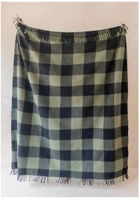 Recycled Wool Blanket in Black & Olive Buffalo Check
