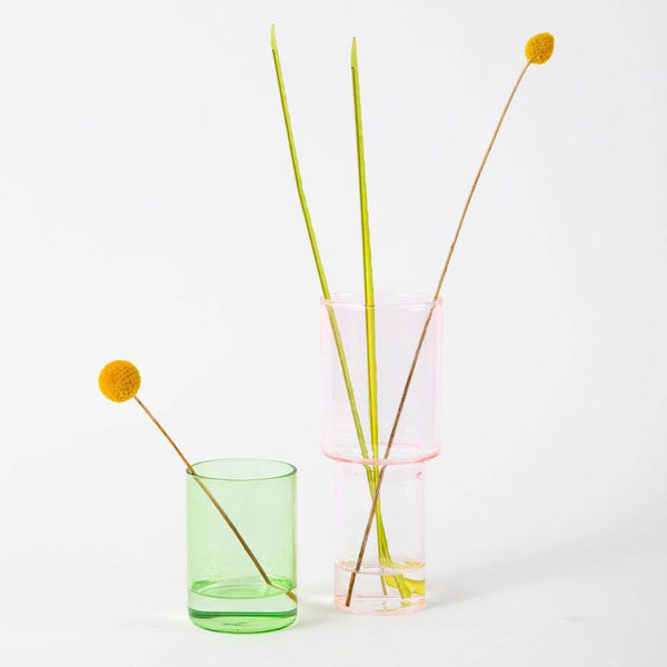 Block Design - Stacking Glass Vase - Pink / Green