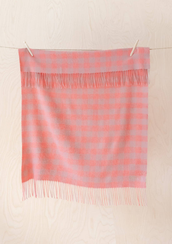 Super Soft Lambswool Baby Blanket in Blush Gingham