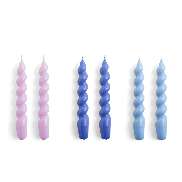 Candle Twist Set of 6 - Lilac / Purple blue / light blue