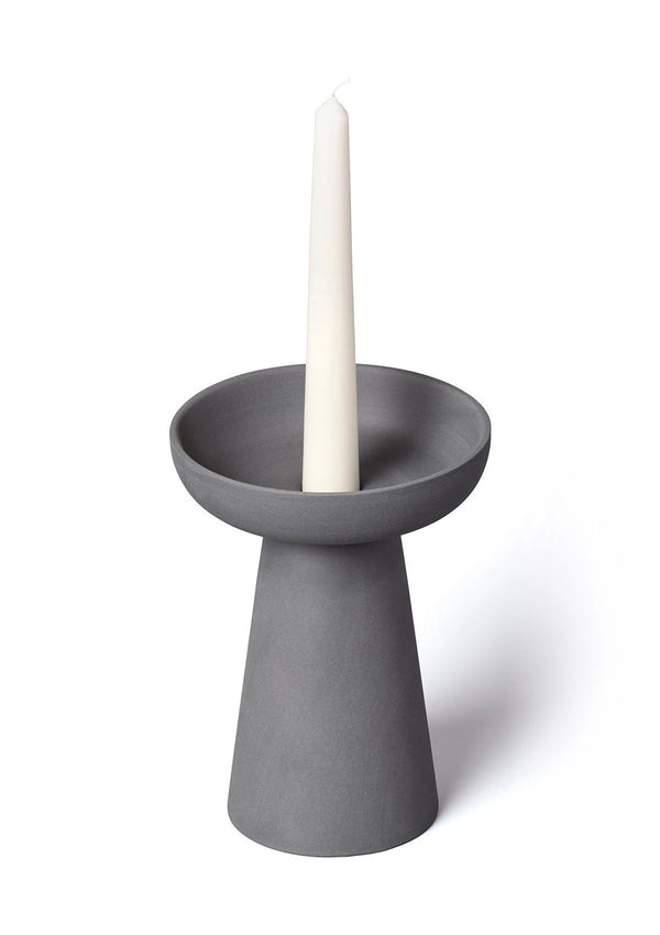 Porcini Charcoal Candle Holder in Matte Clay - Large