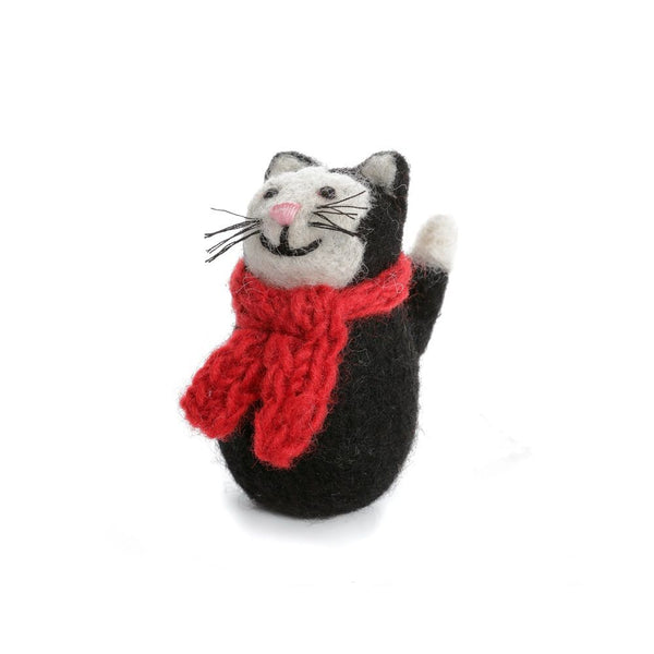 Amica - Mini Cat with Scarf - Black + Ginger - Decoration