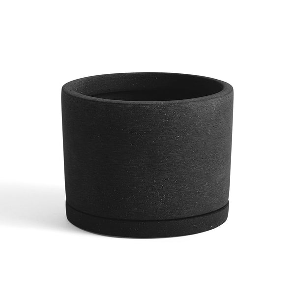 Plant Pot With Saucer - Black - M