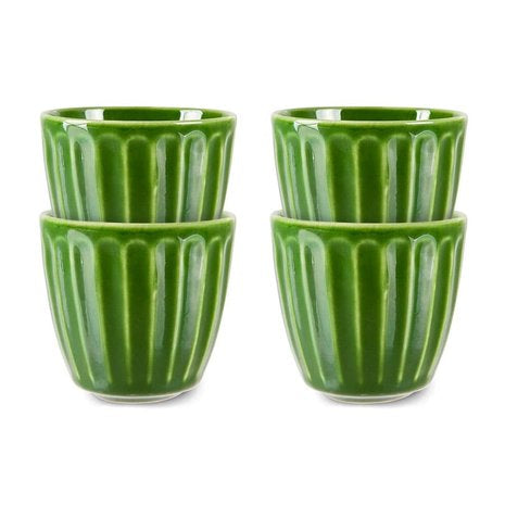 The Emeralds Ceramic Mugs ribbed green  set of 4 pieces