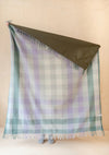 TBCo - Recycled Wool Picnic Blanket - Sage Gradient Gingham - Navy Recycled Handle