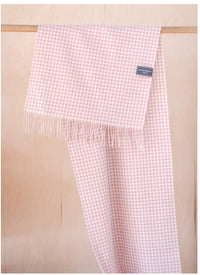 Lambswool Oversized Scarf in Dusky Pink Gingham