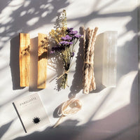 Palo Santo, Selenite, Incenses and Dried Flowers