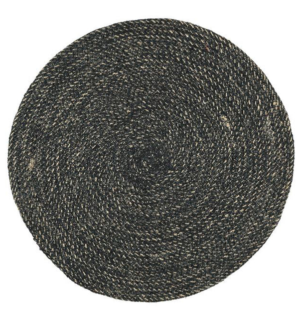 38cm Jute Placemat In Jet Black/Natural, 1 Mat