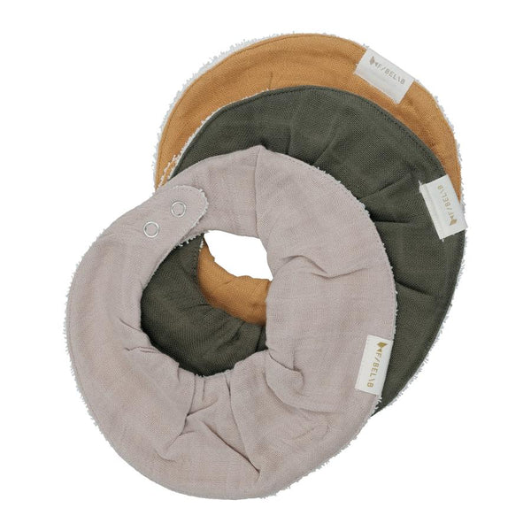 Fabelab - Ruffle Bib - Olive Garden - 3 pack