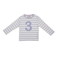 Bob & Blossom - Parma Violet & White Breton Striped Number T Shirt