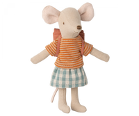 Maileg - Tricycle Mouse, Big Sister with Bag - Old Rose