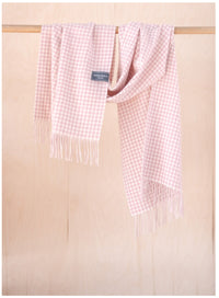 Lambswool Oversized Scarf in Dusky Pink Gingham