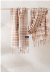 Lambswool oversized scarf in Neutral Multi Check.