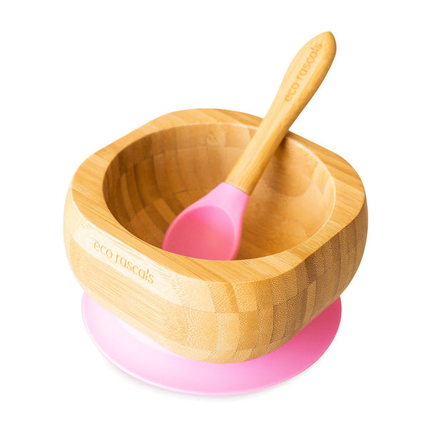 Eco-Rascals - Bamboo Suction Bowl & Spoon - Pink