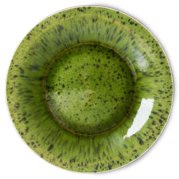 The Emeralds: Ceramic dinner Plate spotted green