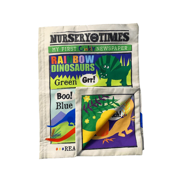Crinkly Cloth Newspaper - Rainbow Dinosaurs