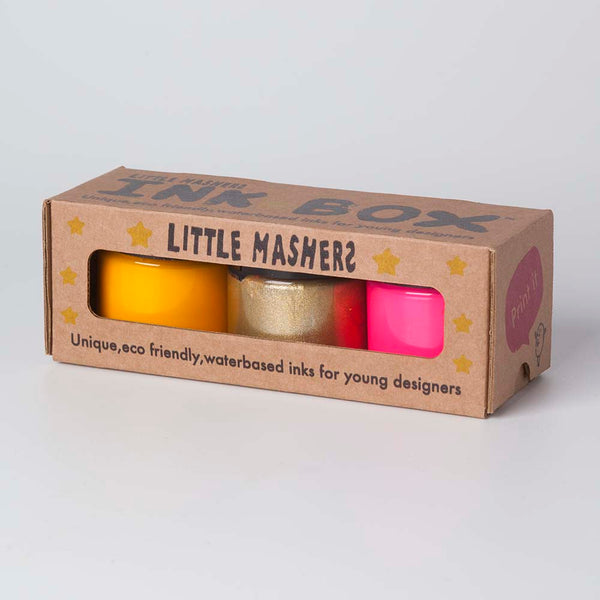 Little Mashers - Eco Fabric Inks - Gold, Neon Pink, Yellow