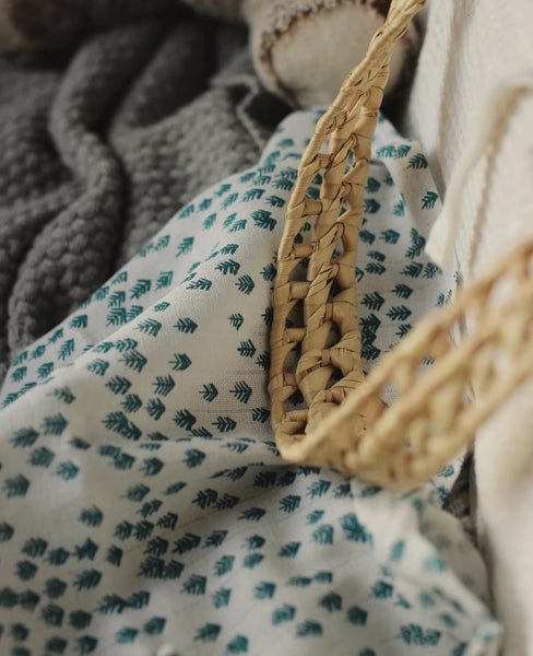 Avery Row - Organic Cotton Muslin Swaddle - Nordic Forest