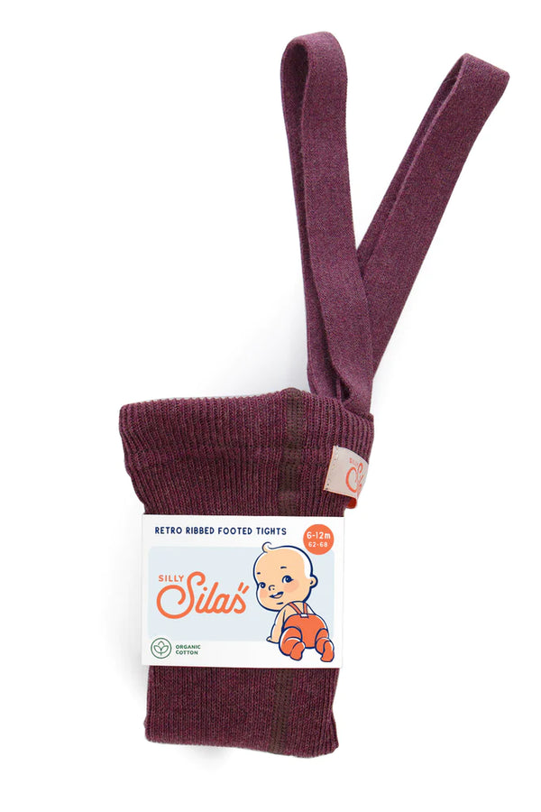 Silly Silas - Footed Cotton Tights - Fig Blend