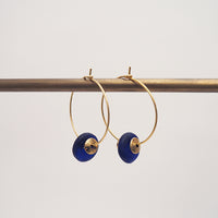 Brass + Bold - Abacus deep blue+gold hoops