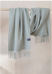 Lambswool Oversized Scarf in Sage Gingham