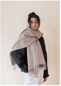 Lambswool Blanket Scarf in Taupe