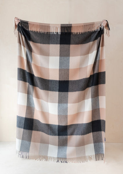 TBCo - Lambswool Blanket in Neutral Block Check