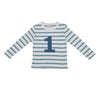 Bob & Blossom - Ocean Blue & White Breton Striped Number T Shirt