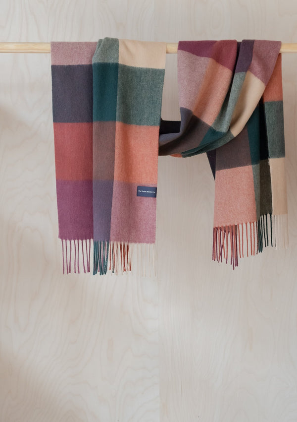 Lambswool Oversized Scarf in Forest Block Check