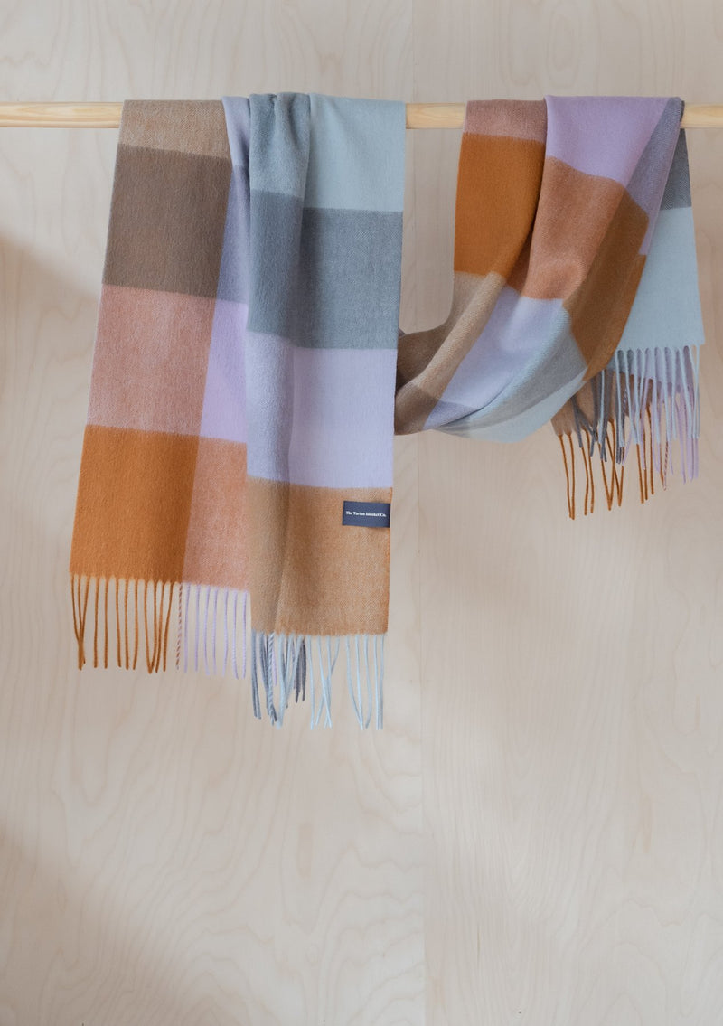 Lambswool Oversized Scarf in Heather Block Check