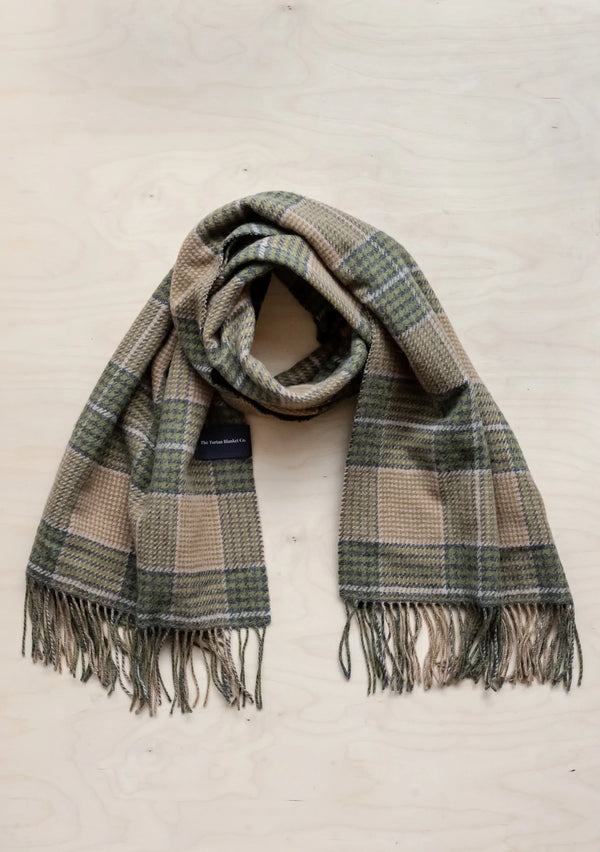 Lambswool Blanket Scarf in Moss Glen Check