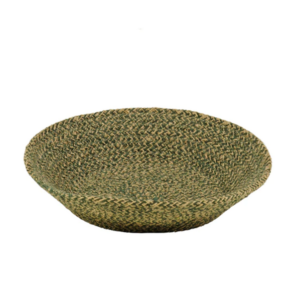 Jute Small Serving Basket in Olive/Natural, 24 cm