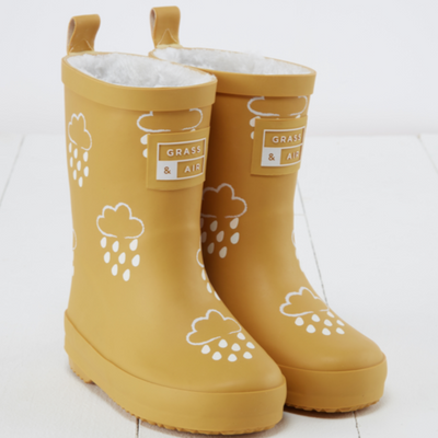 Grass & Air - Colour Changing Fleece-Lined Wellies - Ochre
