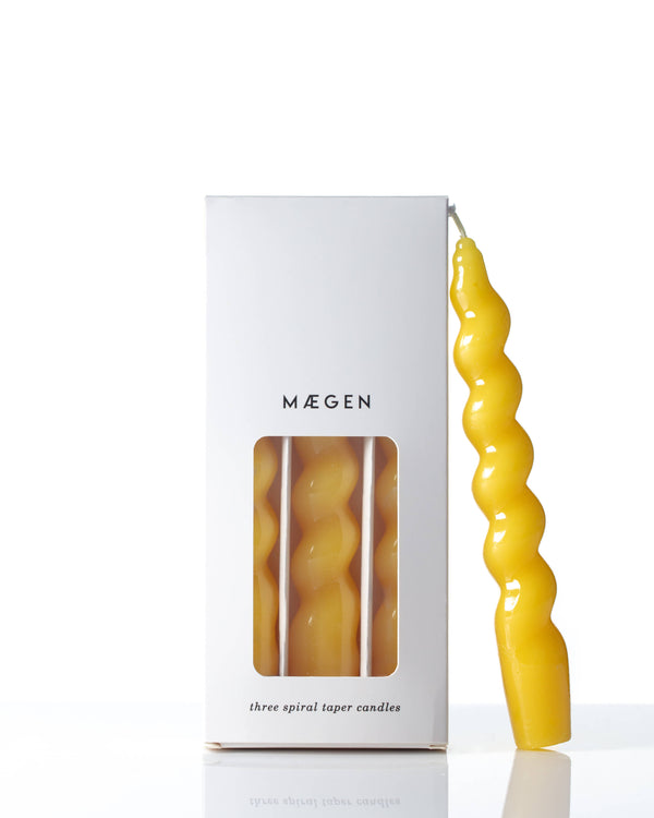 Spiral Taper Candles - 3 Pack - Yellow