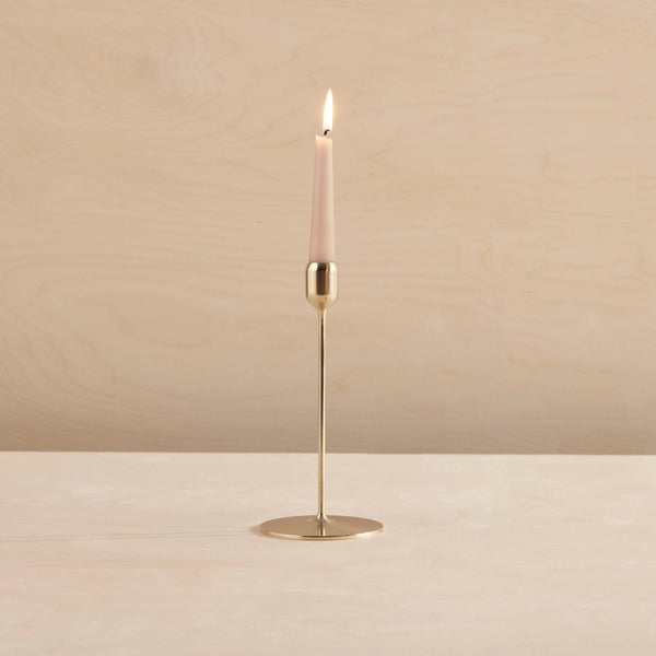 Flute brass candlestick, Polished: Medium