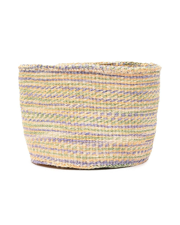 The Basket Room - ZAIDI: Lavender, Green & Yellow Tie-Dye Woven Storage Basket: M / Purple / Tie-Dye