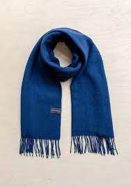 TBCo - Lambswool Oversized Scarf in Cobalt Houndstooth