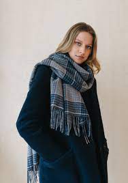 TBCo - Lambswool Oversized Scarf in Brown Glen Check