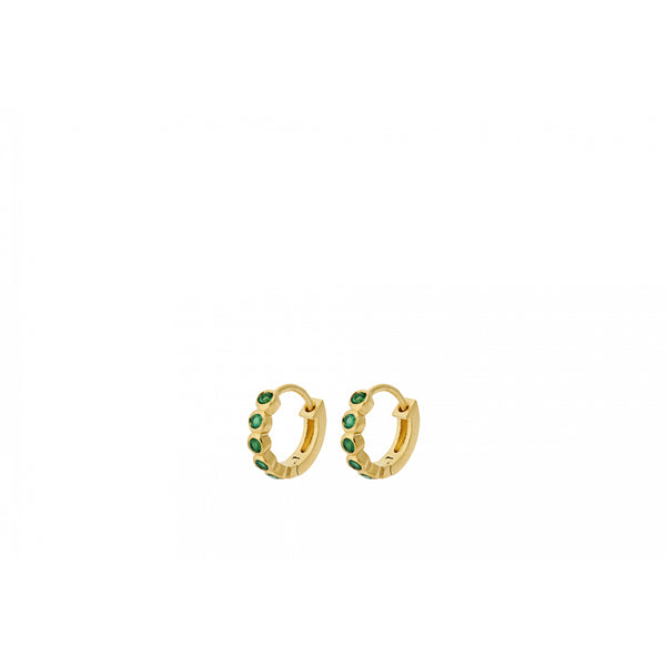 Hope Huggies, Green Chalcedony - Gold Plated