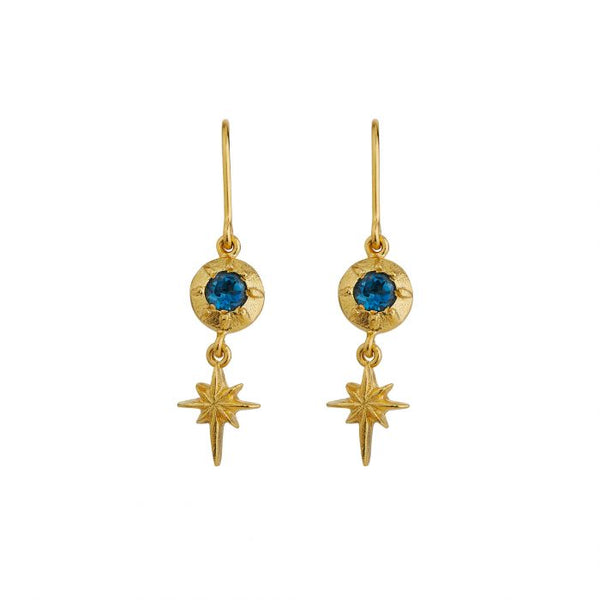 Guiding Star Blue Topaz Hook Earrings
