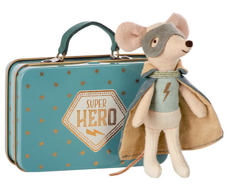 Maileg Mouse, Guardian Hero in suitcase